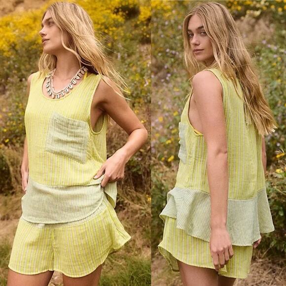 Free People Annabelle Set in Yellow Glow Combo Small NWOT - Picture 1 of 10